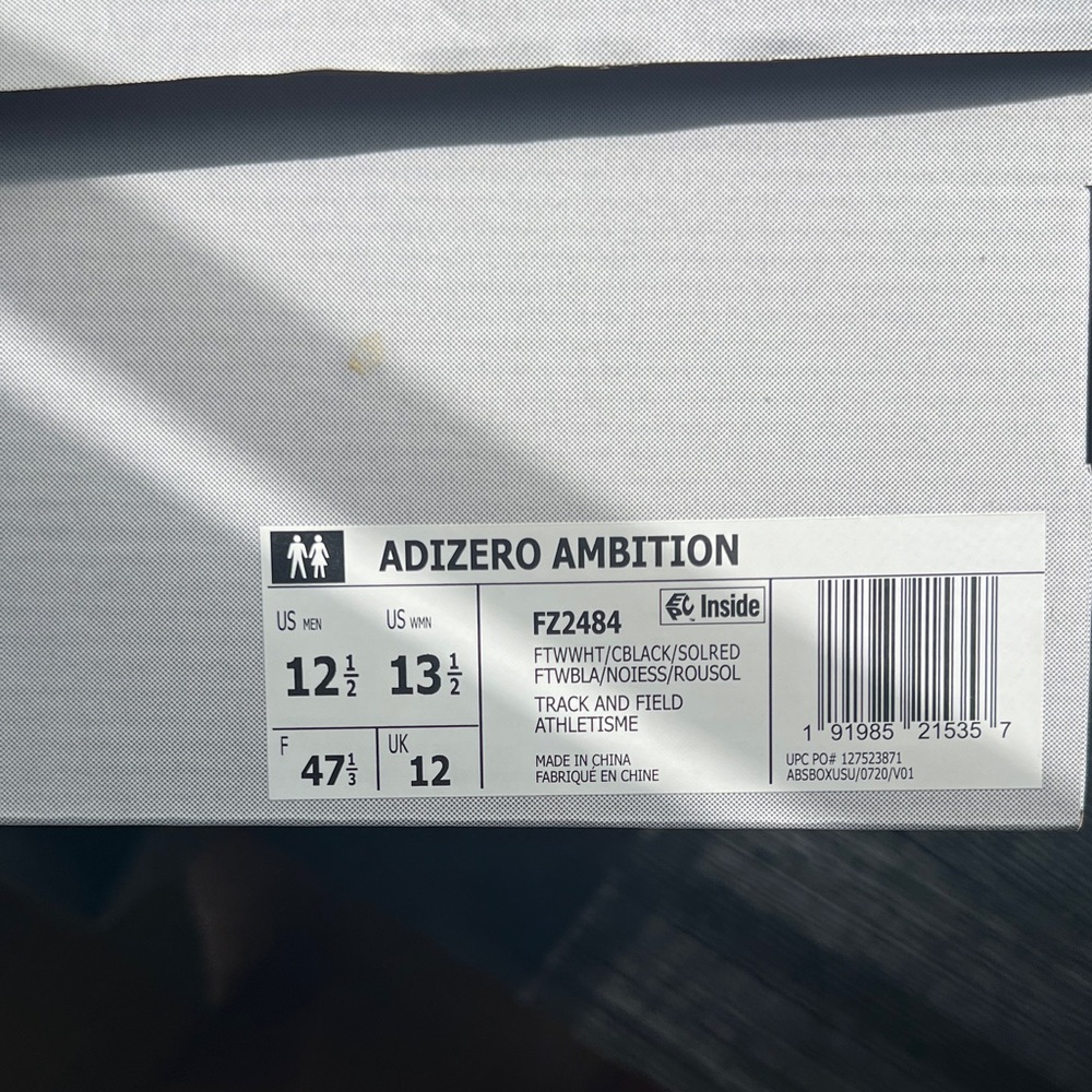 Adidas Adizero White and Red Track Spikes